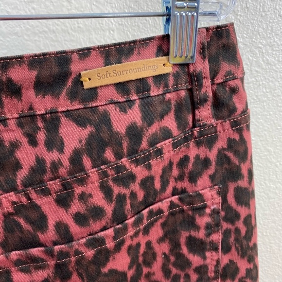 Soft Surroundings Jeans High Rise Leopard Skinny Brown Animal Print Pants 16 P - Picture 9 of 13